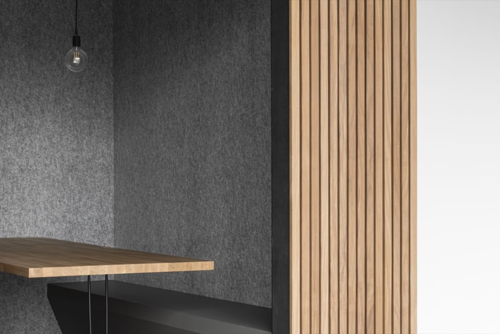 Acoustic wall with open pod