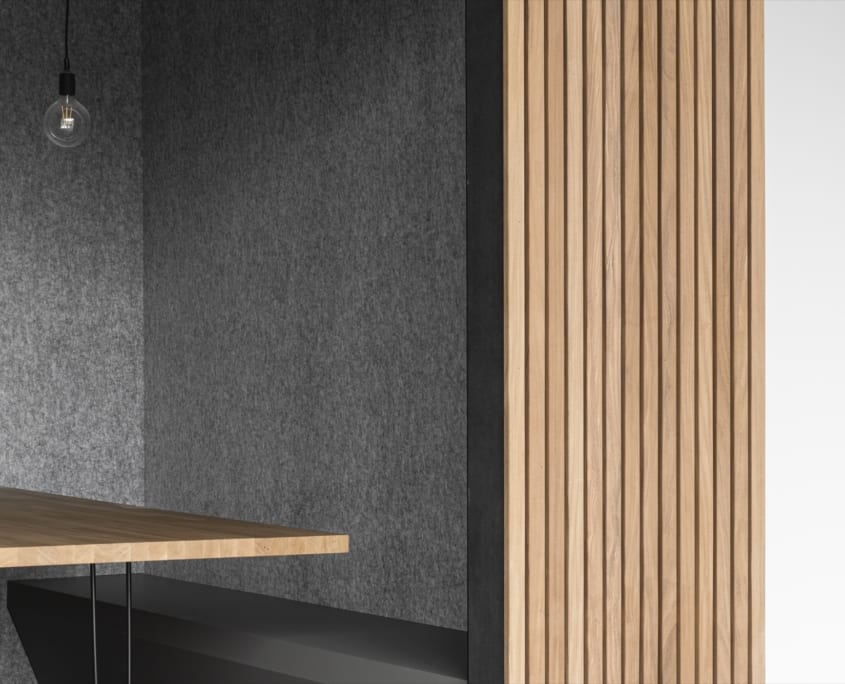 Acoustic wall with open pod